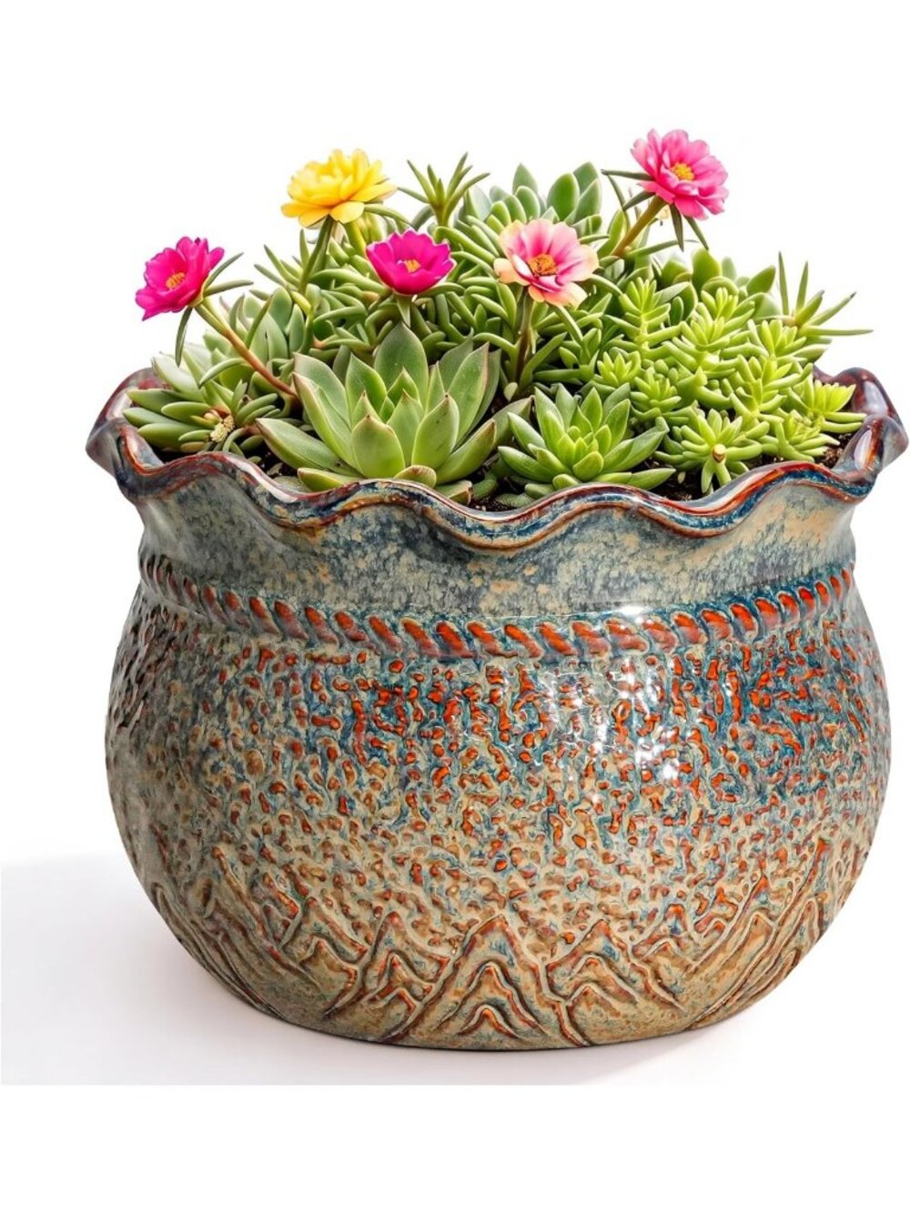 8-Inch Ceramic Plant Pot - Stylish Yellowish Brown Planter for Indoor Plants